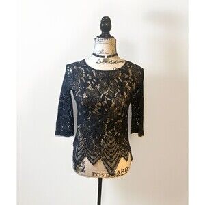 Black Whimsigoth Lacey Top Lined Size S Witchy Goth Fashion